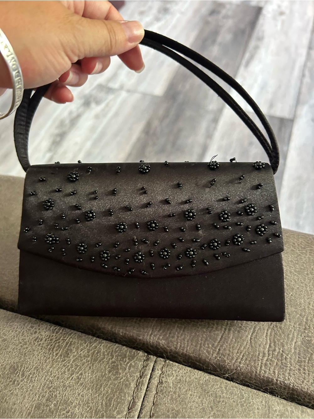 4/$100 Classic Black Beaded Evening Handbag purse